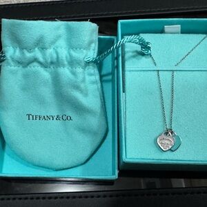 Tiffany & Co. Silver Blue Mini Double Heart Necklace
